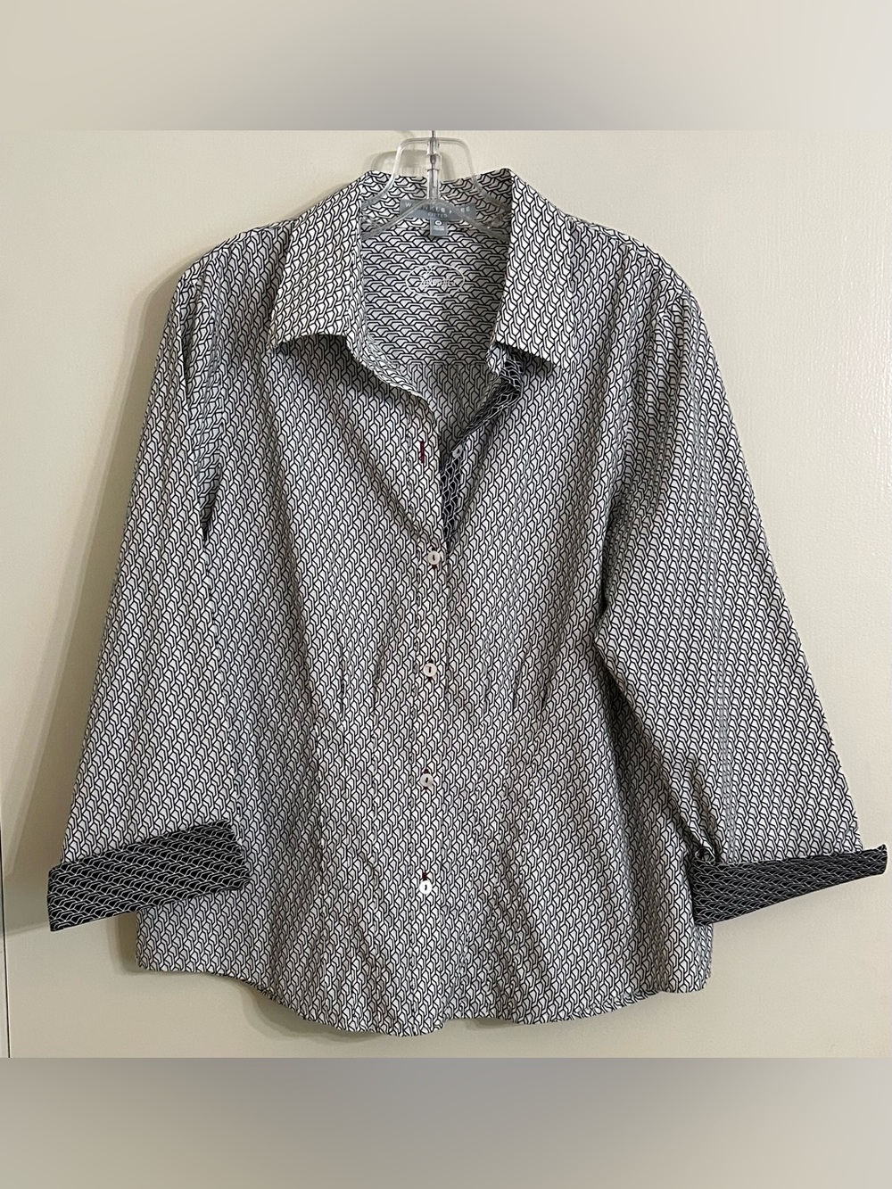 Foxcroft Wrinkle Free Fitted Geometric Button-Down Shirt